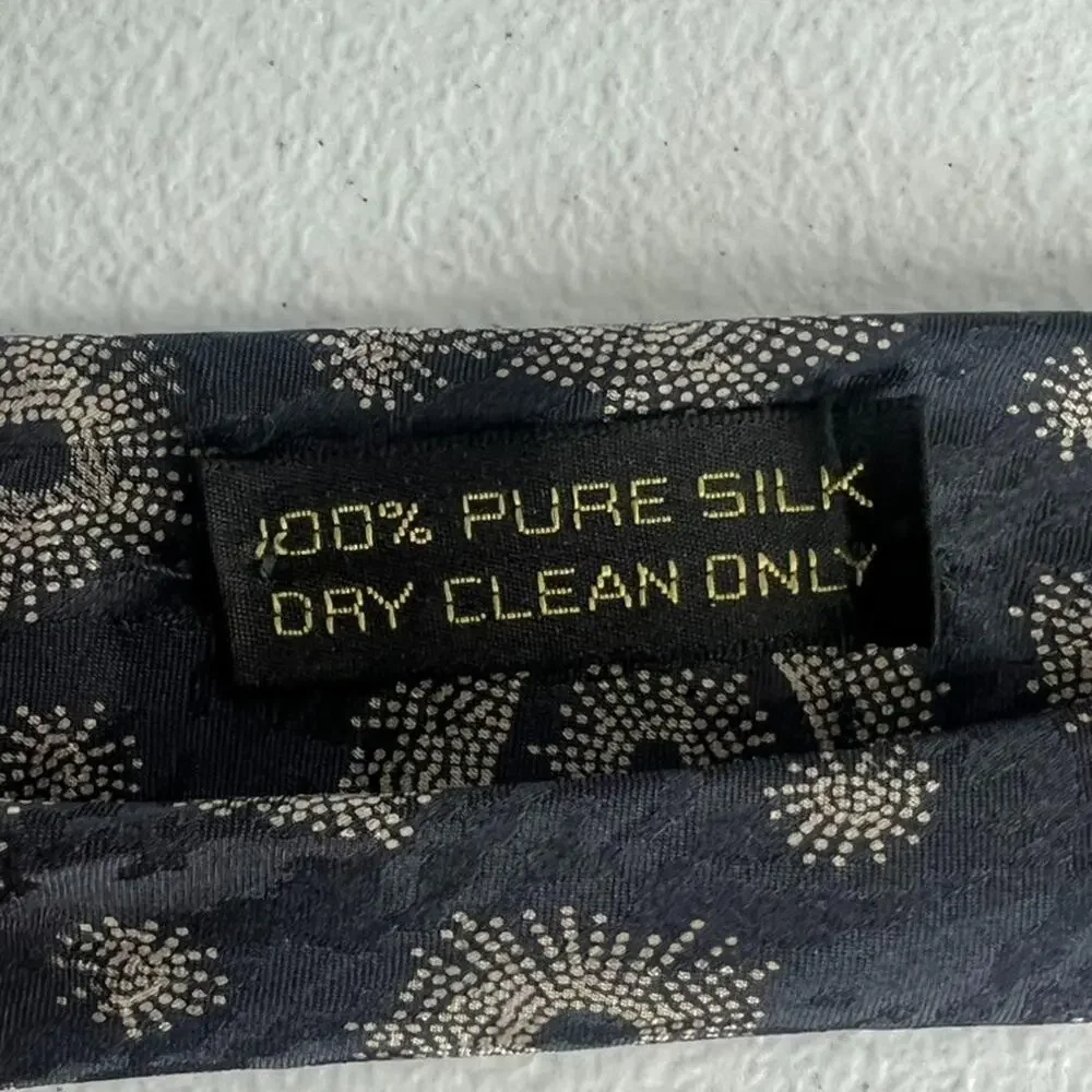 Giorgio Armani Necktie Men's 100% Pure Silk Black Burst Circles Geometric